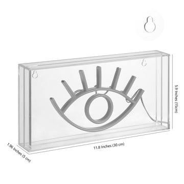 Eye 11.8" Contemporary Glam Acrylic Box USB Operated LED Neon Light - JONATHAN Y